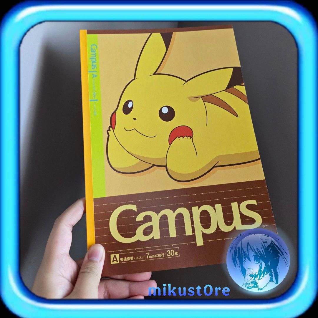 Campus x Pokemon Pikachu Notebook Game Freak (Category: Stationery & School Supplies) located in Manila. Submitted by mikust0re (Listing ID 1464352077, Image 1). Description: - Adorable Pikachu design - A size notebook - 30 sheets per notebook - Ideal for school, work, or personal notes - A must-have for any Pokemon enthusiast!.