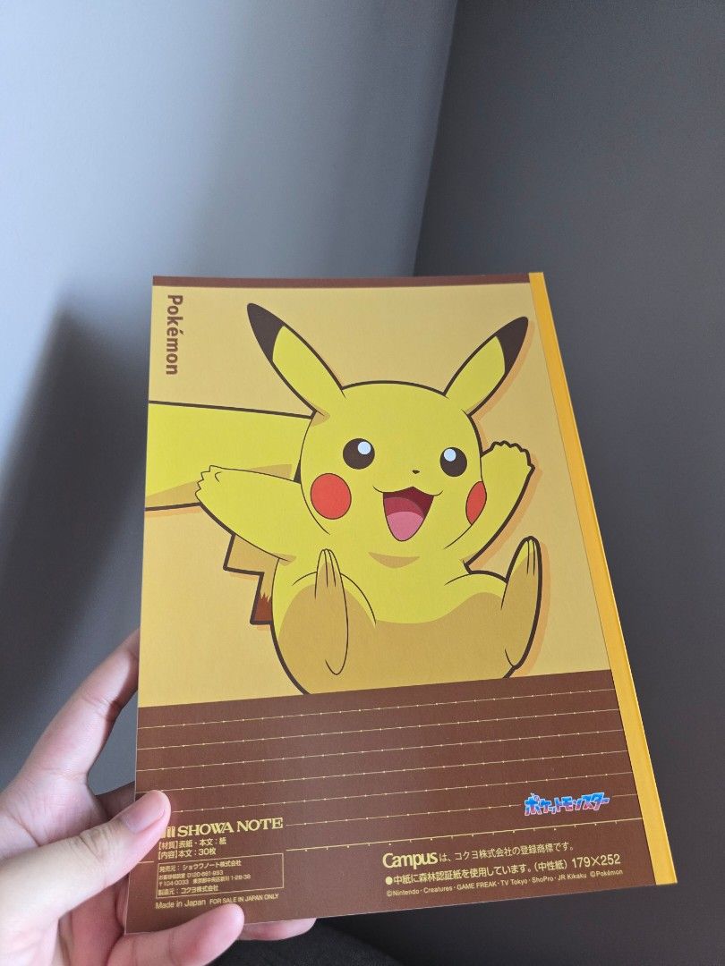 Campus x Pokemon Pikachu Notebook Game Freak (Category: Stationery & School Supplies) located in Manila. Submitted by mikust0re (Listing ID 1464352077, Image 2). Description: - Adorable Pikachu design - A size notebook - 30 sheets per notebook - Ideal for school, work, or personal notes - A must-have for any Pokemon enthusiast!.