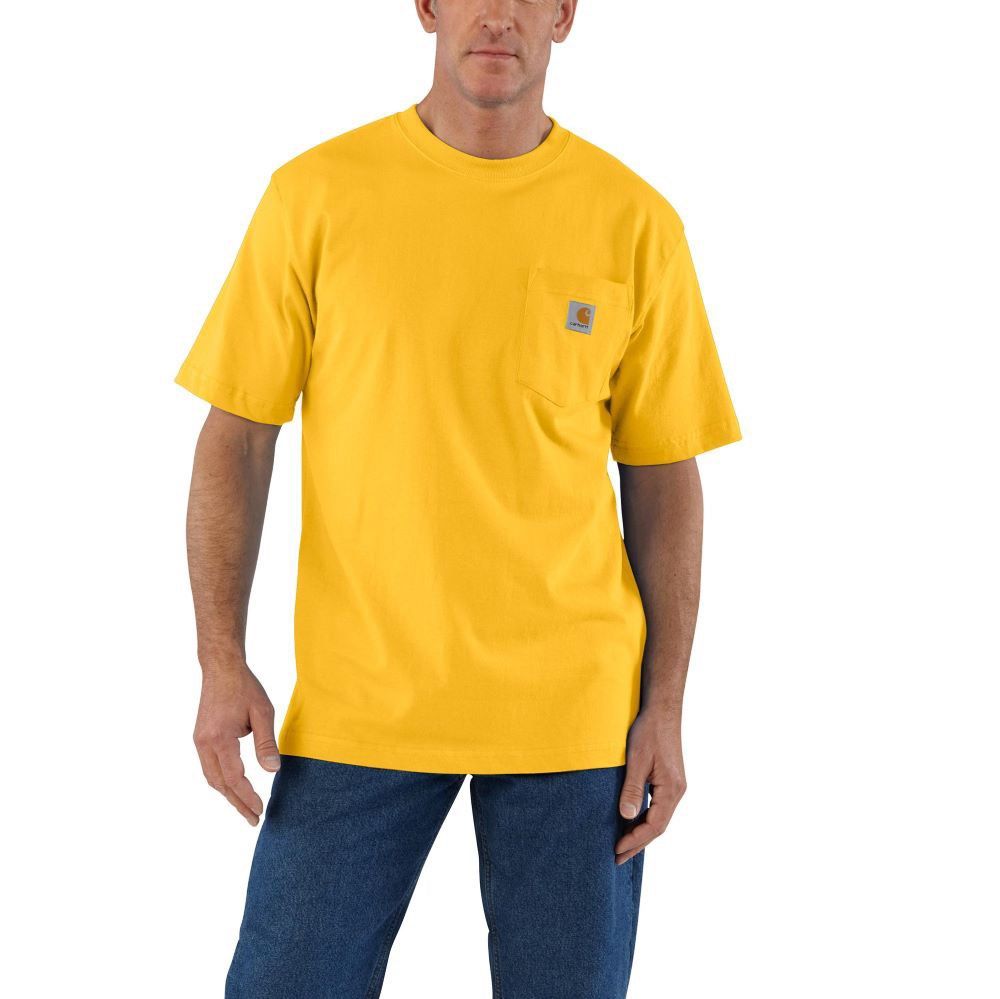 CARHARTT K87 (Category: Tshirts & Polo Shirts ) located in Quezon City. Submitted by fast_break (Listing ID 1464160834, Image 1). Description: CARHARTT K87 COLOR: YELLOW SIZE: XXL ON TAG DIMES: W28 x 33L📏 COLOR RATE:9.8/10 EXCELLENT CONDITION AS NEW ✅ NO ISSUE LOC:NOVA QC📍 DM TO PURCHASE 💌.
