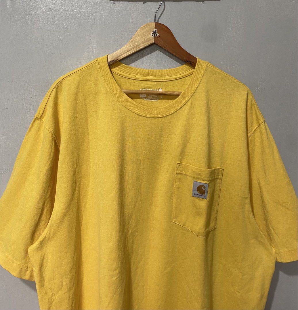 CARHARTT K87 (Category: Tshirts & Polo Shirts ) located in Quezon City. Submitted by fast_break (Listing ID 1464160834, Image 2). Description: CARHARTT K87 COLOR: YELLOW SIZE: XXL ON TAG DIMES: W28 x 33L📏 COLOR RATE:9.8/10 EXCELLENT CONDITION AS NEW ✅ NO ISSUE LOC:NOVA QC📍 DM TO PURCHASE 💌.