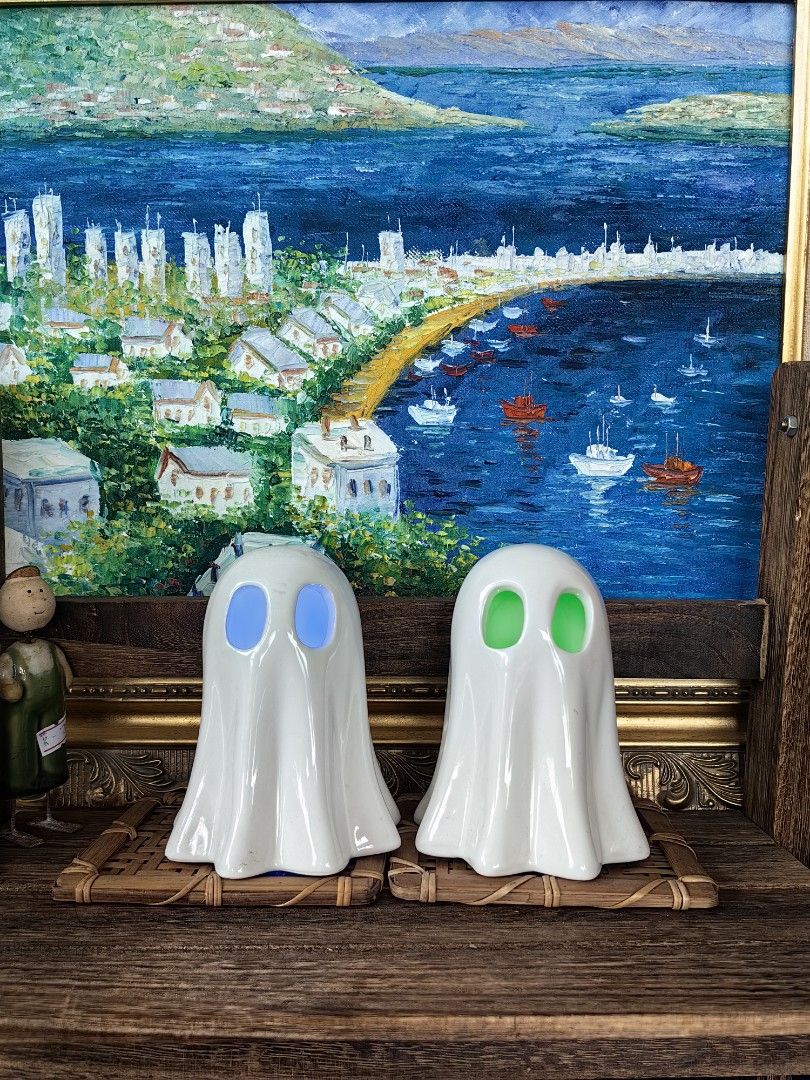 Ceramic Halloween ghost 2pcs (Category: Other Home Decor) located in Calamba. Submitted by princesspauliney. (Listing ID 1464222874, Image 2). Description: +30 for packaging Lights not included. Mine now pay now First to pay basis Calamba laguna.