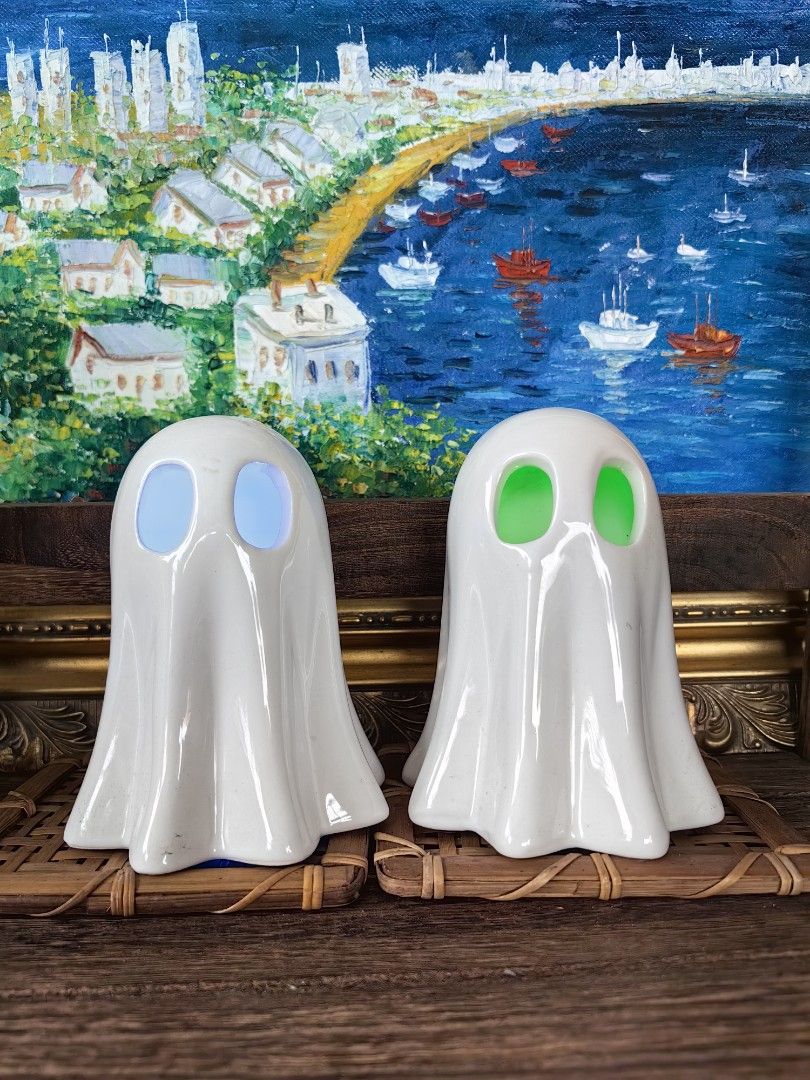 Ceramic Halloween ghost 2pcs (Category: Other Home Decor) located in Calamba. Submitted by princesspauliney. (Listing ID 1464222874, Image 3). Description: +30 for packaging Lights not included. Mine now pay now First to pay basis Calamba laguna.