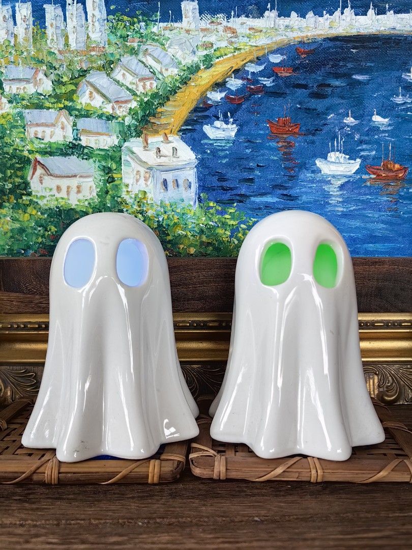 Ceramic Halloween ghost 2pcs (Category: Other Home Decor) located in Calamba. Submitted by princesspauliney. (Listing ID 1464222874, Image 1). Description: +30 for packaging Lights not included. Mine now pay now First to pay basis Calamba laguna.