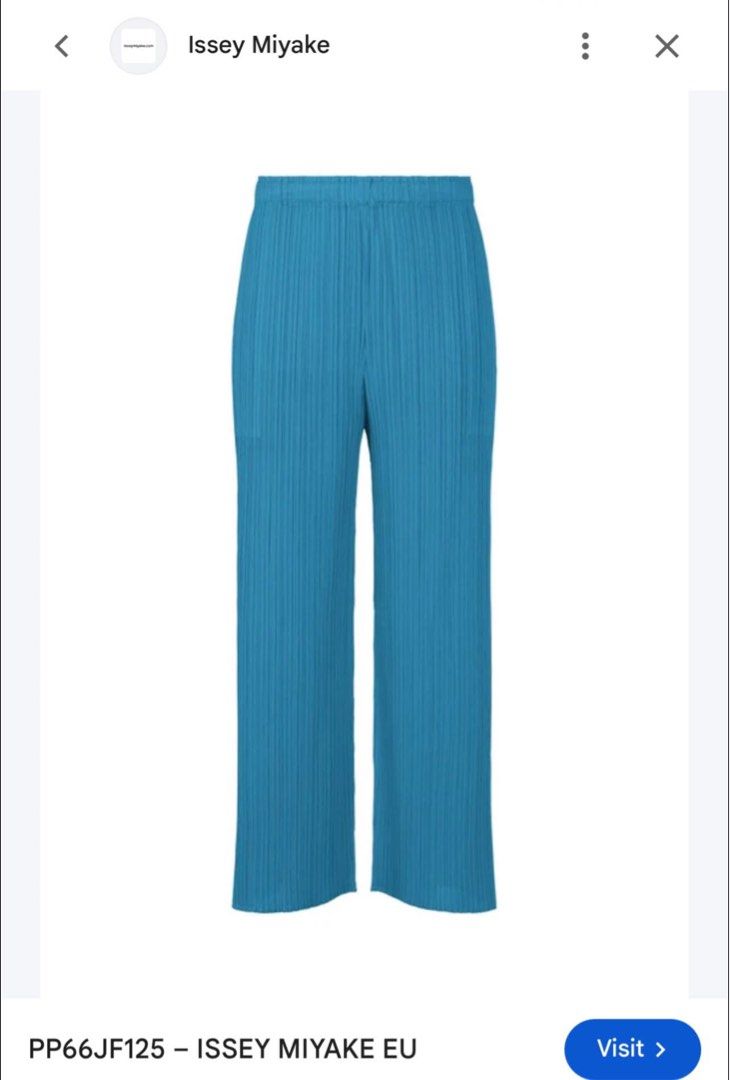 Cerulean blue or Teal plisse pants (Category: Other Bottoms) located in Donsol. Submitted by saksthriftavenuebyluckymaria8 (Listing ID 1464216366, Image 2). Description: - Comfortable elastic waistband - Classic wide leg silhouette - Highly versatile for dressing up Cerulean blue plisse pleated pants Sz 2 fits all waist 13-20in hips 25in length 35.5in crotch 14in inseam 23in leghole 11.5in stretchable .
