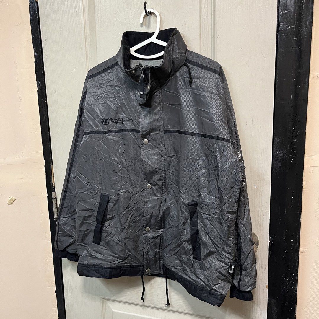 Champion | Thick Windbreaker (Category: Coats, Jackets and Outerwear) located in Quezon City. Submitted by giometryyy (Listing ID 1464294149, Image 2). Description: 26 x 22 thick material excellent condition with zipper and snap buttons 📍East Fairview, QC 🛵Lalam0ve / JnT 💰Payment first.