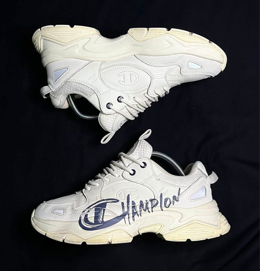 Champion Chunky Sneakers Cream White (Category: Sneakers) located in Manila. Submitted by w1seman (Listing ID 1464167403, Image 1). Description: - Cream white Champion sneakers - Chunky sole design - Champion logo on side and tongue - Lace-up closure - Ideal for casual wear - Makes a statement.