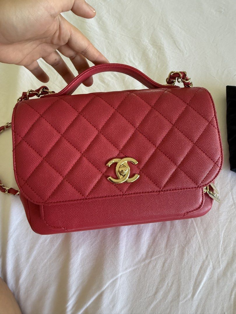 Chanel Business Affinity in Caviar Bright Red (Category: Luxury Bags & Wallets) located in Calamba. Submitted by mom2girls (Listing ID 1464139537, Image 2). Description: Pristine condition. Used once or twice only. Barely. For those who want a strikingly cute but versatile bag, this is IT. Travel in fashion with this bag kasi sobrang secure ng gamit mo sa loob. Ang mahal na ng Business Affinity ngayon, so get this beauty now habang tinotopak ako 
