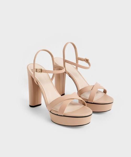 Charles & Keith Beige Platform Strappy Heels (Category: Heels) located in Manila. Submitted by mazhktis.ndhdjssj79 (Listing ID 1464257951, Image 2). Description: Worn once only for my cousins wedding Bought at Charles & Keith BGC for 2995 Super comfy when worn Comes with box and paper bag - Beige platform heels by Charles & Keith - Stylish strappy design with ankle strap - Comfortable chunky block heel and platform sole - Versatile neutral color,