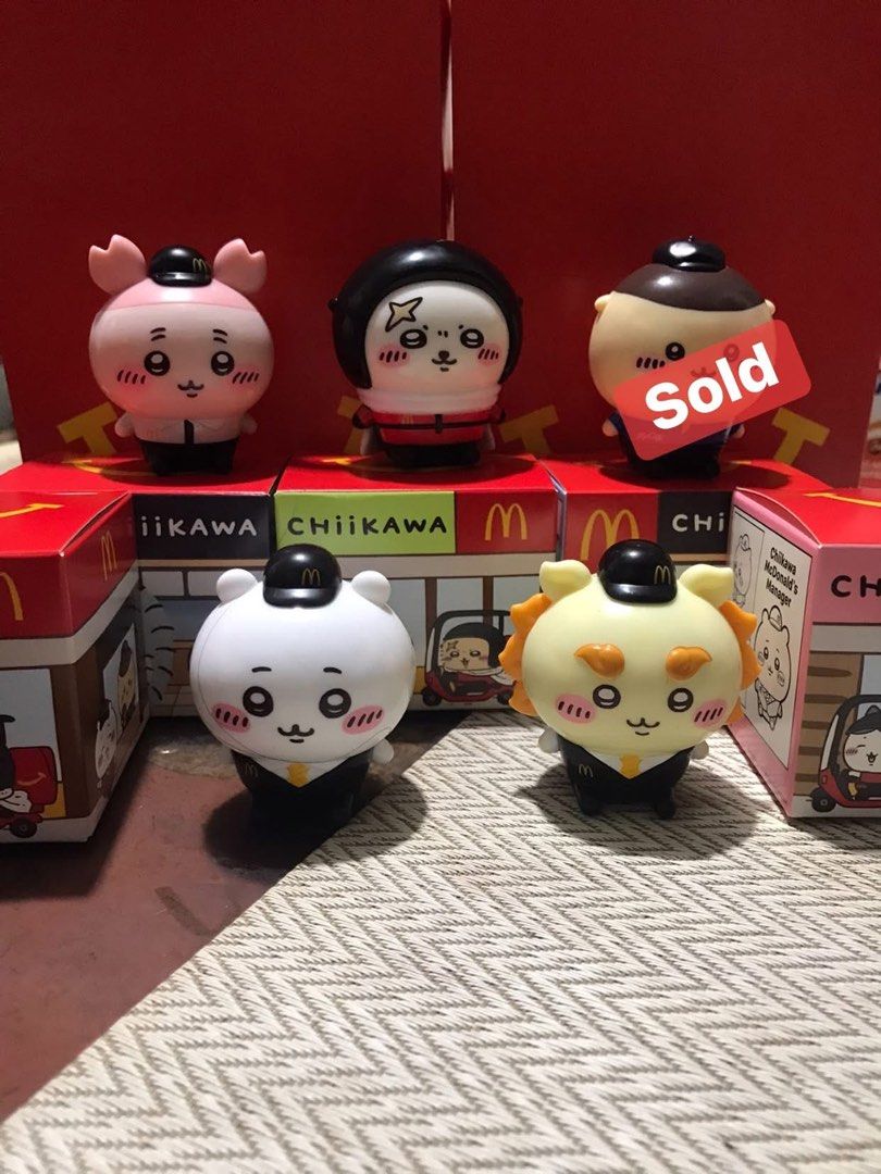 Chiikawa mcdo toys (Category: Designer & Blind Box Toys) located in Cainta. Submitted by janilen (Listing ID 1463240315, Image 2). Description: With box 100 each. Take all 90 each.