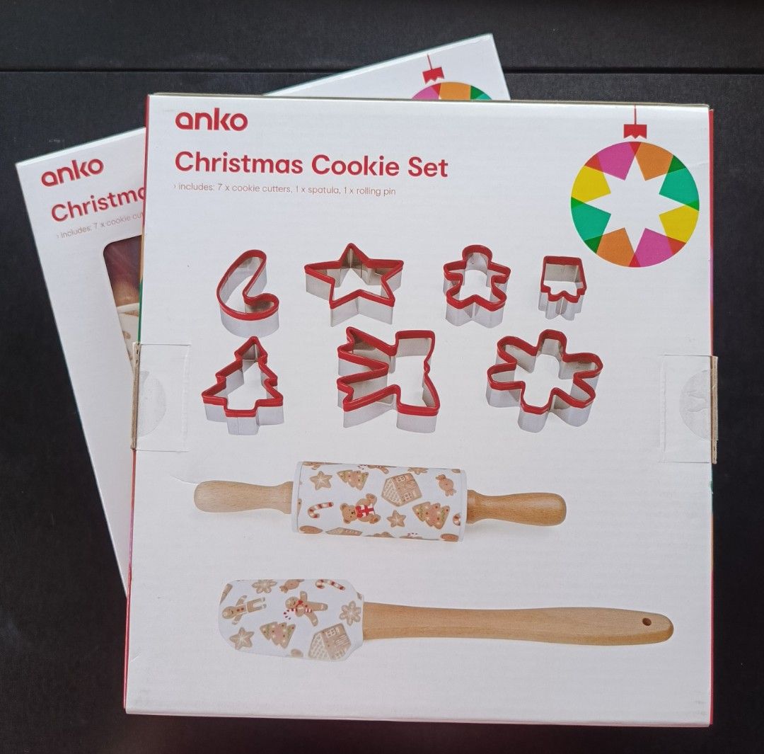 Christmas Cookie Baking Set — ₱400 (Category: Bakeware) located in Pasay City. Submitted by beesnook (Listing ID 1464220988, Image 2). Description: Anko Christmas Cookie Set 🎄🍪 Complete Christmas-themed baking set containing: • 7 Christmas cookie cutters • 1 Christmas spatula • 1 wooden rolling pin Cookie cutter designs include Christmas tree, star, gingerbread man, stocking and other festive shapes. Rolling pin and spatula feature cute Christm