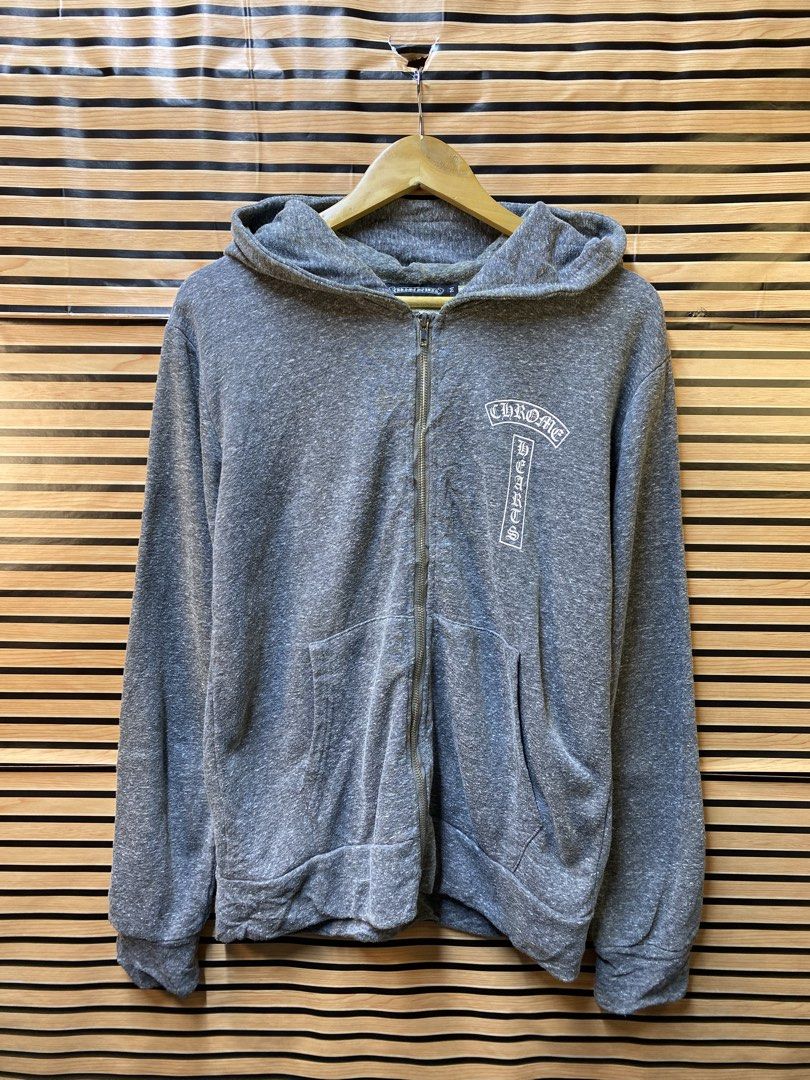 CHROME HEARTS ZIP UP HOODIE (Category: Hoodies) located in Makati City. Submitted by drip.poww (Listing ID 1464240187, Image 2). Description: - CHROME HEARTS - Color: GRAY - Size: Meduim - Dimes: 21x26.5 - Complete tags - Excellent condition - Need wash, fresh from bale - Material: 100% Cotton Please don’t expect too much—these are thrifted (ukay) items. 😊 !!STILL NEGOTIABLE!!.