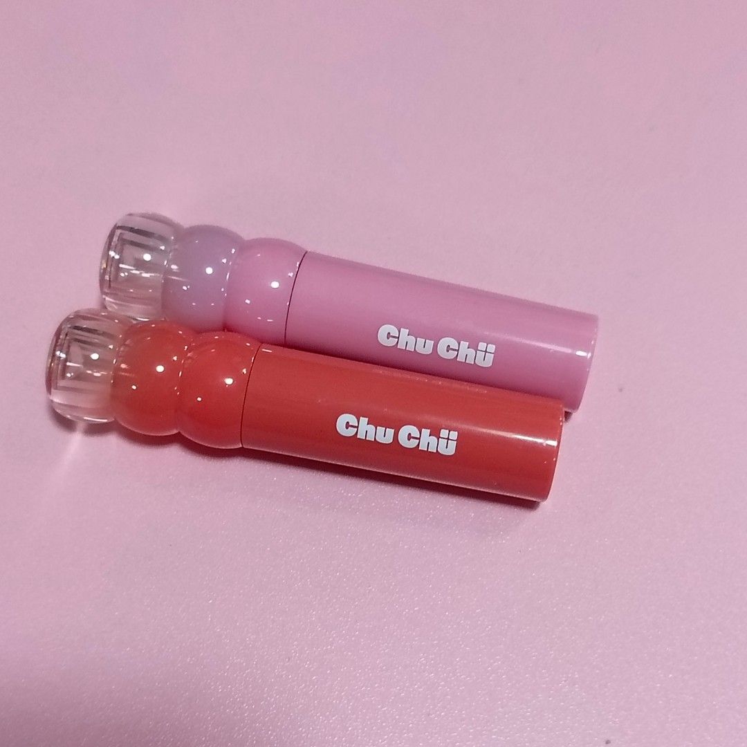 ChuChu Juicy Dew Tint Bundle (Category: Makeup) located in Batangas. Submitted by forkeepsxo_ (Listing ID 1464253989, Image 1). Description: •shades: Taffy (pink) & Marmalade (peach) •P250 both! •lightly used, around 80% used, bought last year •super long lasting and pretty vibrant shades! •will give random freebies to sure buyers rfs need funds, too many lippies MOD via J&T courier MOP via Gcash.
