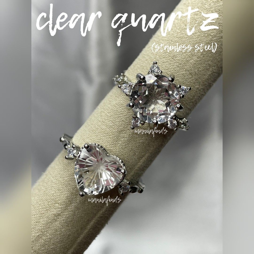 Clear Quartz heart/elegant adjustable stainless rings (Category: Rings) located in Caloocan City. Submitted by manilafinds. (Listing ID 1464164378, Image 1). Description: ⚜️ Clear Quartz ⚜️ #manilafindsRings ✔️ Stainless Steel ✔️ Adjustable Fit 🎀 𝗔𝘃𝗮𝗶𝗹𝗮𝗯𝗹𝗲 𝗼𝗻 𝗺𝘂𝗹𝘁𝗶𝗽𝗹𝗲 𝗽𝗹𝗮𝘁𝗳𝗼𝗿𝗺𝘀 — 𝗳𝗶𝗿𝘀𝘁 𝘁𝗼 𝗽𝗮𝘆, 𝗳𝗶𝗿𝘀𝘁 𝘁𝗼 𝘀𝗲𝗰𝘂𝗿𝗲. 🎀 1️⃣ ₱410 2️⃣ ₱450 👆🏼 Tap ➡️ #MNLFindsAVAILABLE ⬅️ to view all available items. ━━