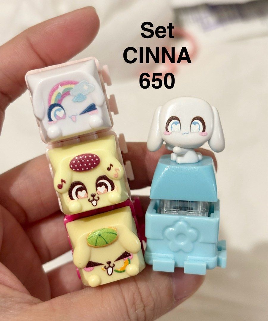 Clickeez Set CINNA 650 Cinnamoroll Keycaps (Category: Interactive Toys) located in Pasig City. Submitted by k8s_charm_est.2021 (Listing ID 1464238210, Image 1). Description: Set ONLY Rfs duplicate No breaking of set .