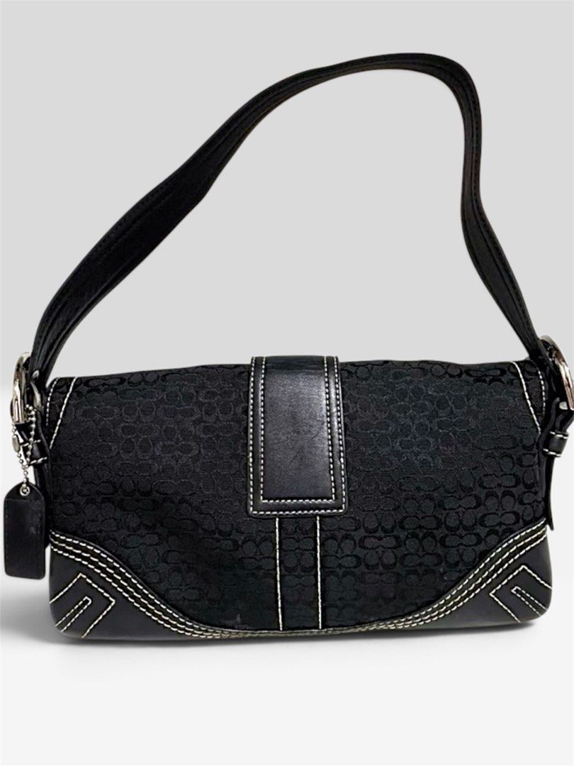 Coach Bag (Category: Shoulder Bags) located in Bayombong. Submitted by declutterbyriri (Listing ID 1464296669, Image 2). Description: AUTHENTIC VINTAGE COACH SOHO SIGNATURE BLACK FLAP BAGUETTE 🖤 16k SHIPPED • Pre-order • ETA: estimated 1 week • STRICTLY PAYMENT FIRST • No issues / no major flaws • Will provide photos/videos before shipment Please note that ETA may vary slightly depending on shipping. PM for inquiries ^^.