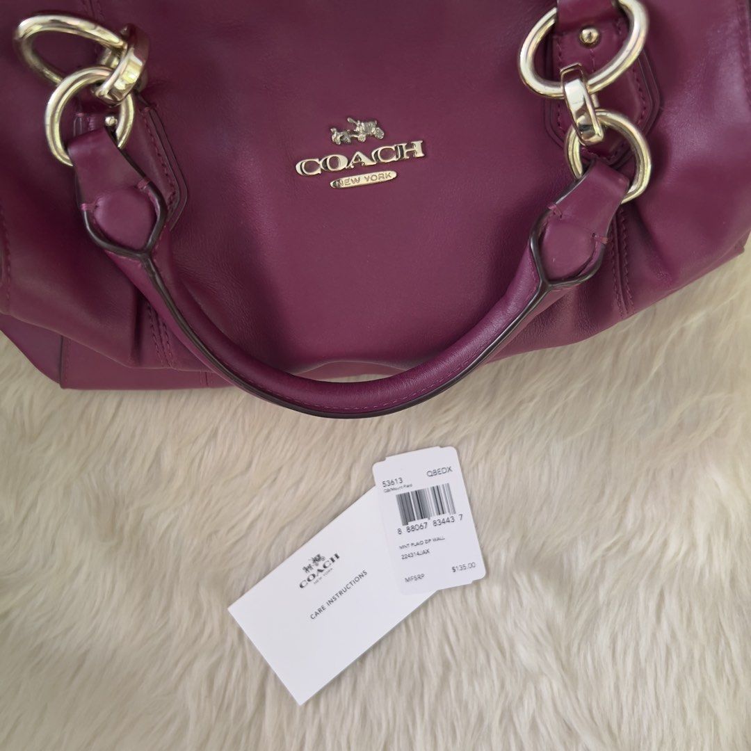 Coach Colette Smooth Leather Satchel Handbag (Category: Luxury Bags & Wallets) located in Mandaue City. Submitted by heeba_inu2 (Listing ID 1464168890, Image 1). Description: - Authentic purple Coach bag bought from USA - spacious and clean interior - slight handle discoloration (slide 7) Price can be negotiated! Please feel free to DM for more info 💕.