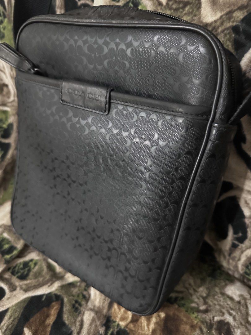 Coach Monogram Crossbody Bag Black (Category: Luxury Bags & Wallets) located in Manila. Submitted by shopaholic_gurl (Listing ID 1464203800, Image 3). Description: - Authentic Coach crossbody bag - All-over Coach monogram pattern - Adjustable strap with silver hardware - Front slip pocket - Zip top closure - Ideal for everyday use - this is preloved item pls manage expectations.