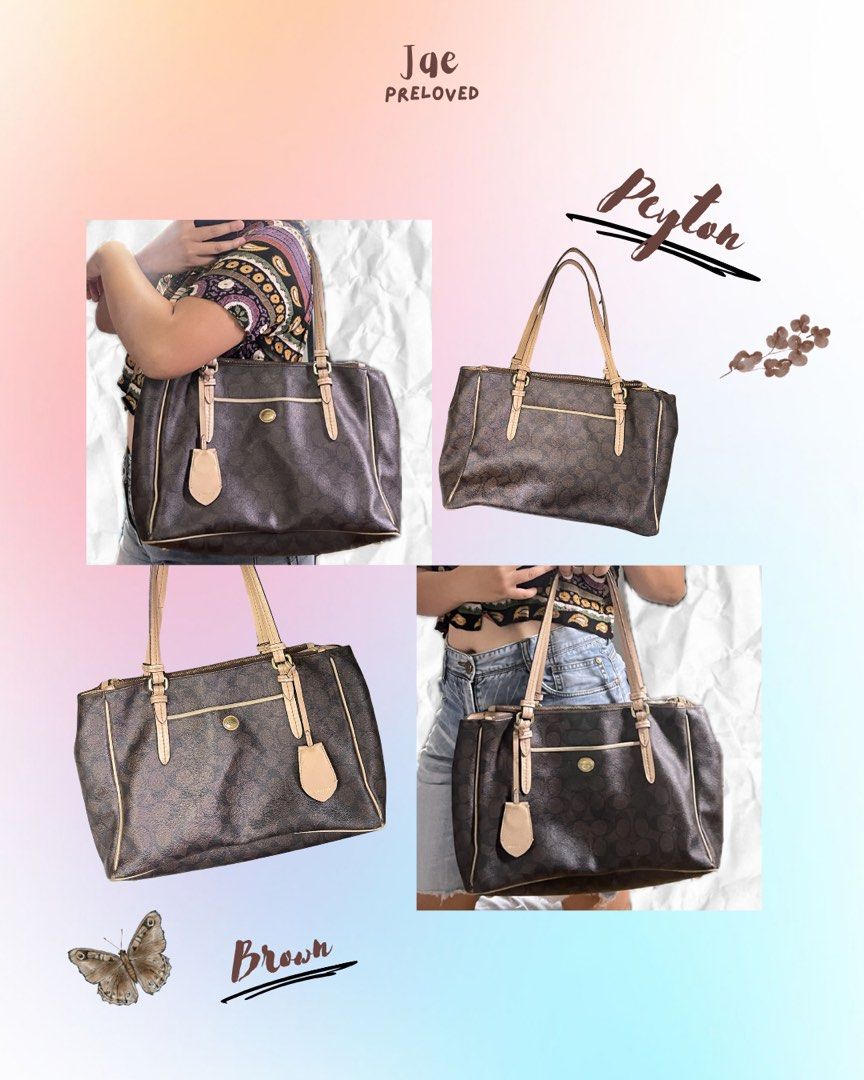Coach Peyton Signature Tote Bag Brown (Category: Luxury Bags & Wallets) located in Manila. Submitted by faepnch22 (Listing ID 1464170367, Image 1). Description: 💕FS PRELOVED COACH ✅ AUTHENTIC ⚠️ NO ISSUE 📩PM IF INTERESTED.