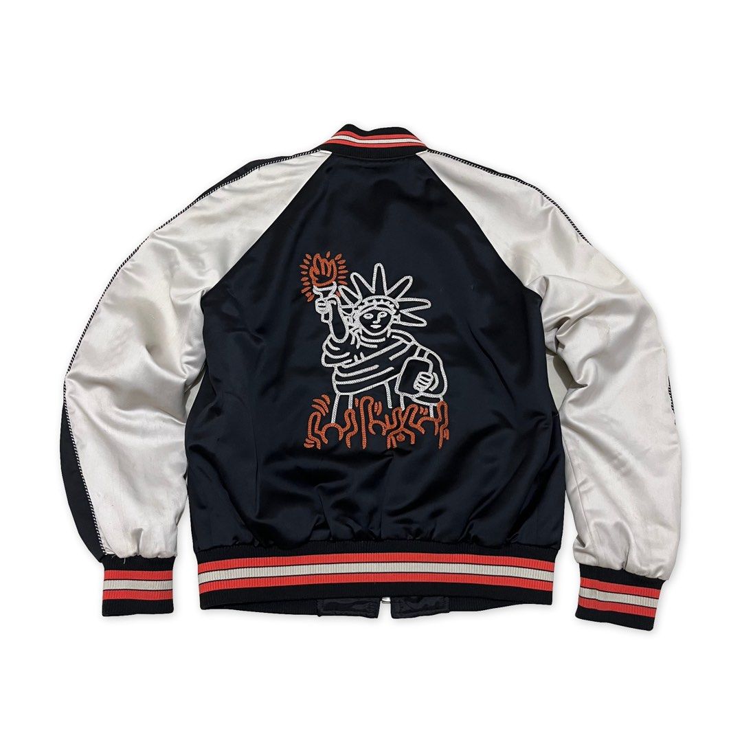 Coach x Keith Haring, Love Liberty Bomber Jacket (Category: Luxury Apparel) located in Manila. Submitted by s0leilrouge (Listing ID 1464264929, Image 2). Description: Authentic Coach X Keith Haring, Love Liberty Bomber Jacket Size S W 19 L 23 Issue - Small Fraying barely noticeable ( see second to last slide ) 2000 + SF.
