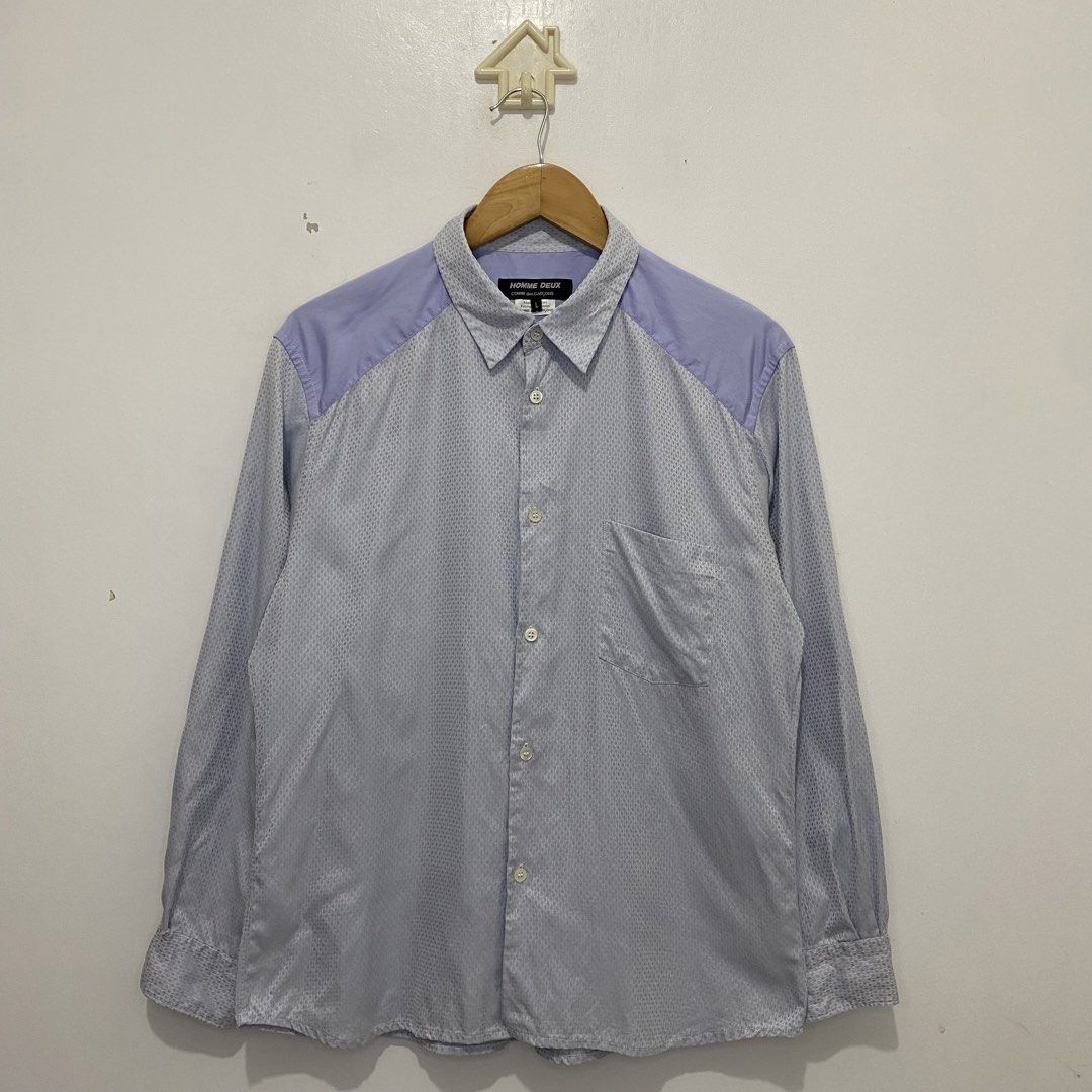 Comme Des Garçons Home Deux Button Down (Category: Formal Shirts) located in Tanauan. Submitted by flexingthriftsph (Listing ID 1464193271, Image 1). Description: Comme Des Garçons Home Deux Button Down Large on tag 20.5 inches - chest 18.5 inches - shoulder 26.5 - 27 inches - length 22 inches - sleeves length Used, has a small tear on sleeves, still in good condition .