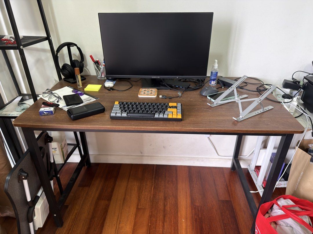Computer table only (Category: Tables & Sets) located in Kuala Lumpur. Submitted by faz_a93f64 (Listing ID 1464179428, Image 1). Description: - Samsung Monitor - Mechanical Keyboard with Custom Keycaps - Portable Laptop Stand - Black Headphones - Desk Organizer - All items in good working order - Ideal for home office or gaming setup - Sold as a bundle.