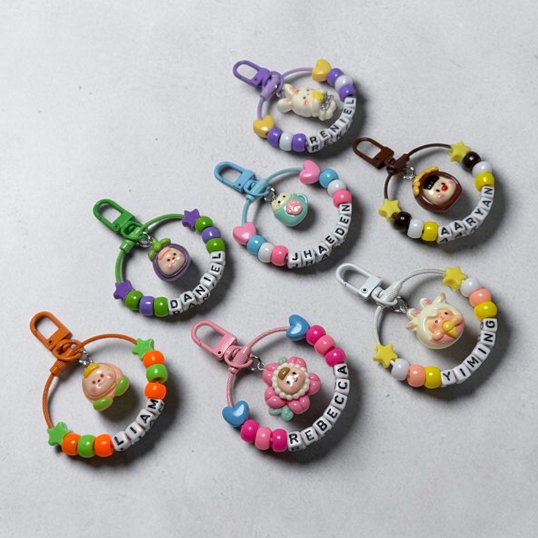 Customised Loop Keychain (Category: Handmade Craft) located in Singapore. Submitted by trioneebynelsasg (Listing ID 1464330726, Image 1). Description: Create your own personalised keychain with your name, favourite colour theme and a cute matching charm ! Chat To Buy Clasp Colour : Loop Cord Colour : Bead Colour Theme : Custom Name : Delivery Method : Self Collection / SmartPac @ $3.50 PLEASE NOTE : ⟡ Charm design are randomly selected and may di