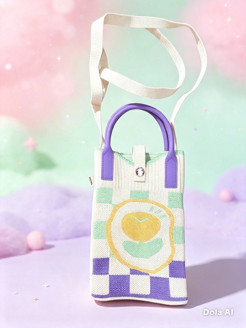 Cute Fried Egg Checkerboard Tote Bag (Category: Tote Bags) located in Manila. Submitted by reginemarquez412 (Listing ID 1464233470, Image 1). Description: - Adorable checkerboard tote bag - Unique fried egg graphic design - Contrasting purple handles - Includes a white strap - Ideal for carrying everyday essentials - Fun and quirky accessory.