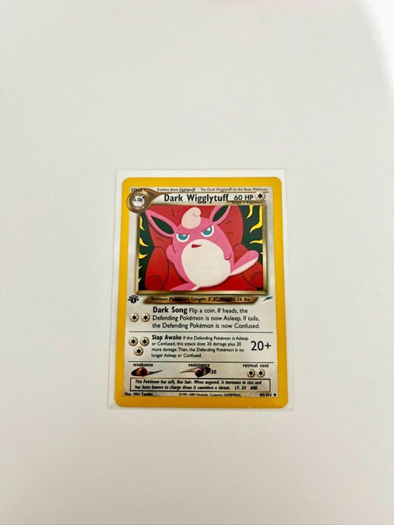 Dark Wigglytuff (Category: Raw Singles) located in Manila. Submitted by solarsunhyuck (Listing ID 1464194826, Image 1). Description: Dark Wigglytuff [1st Ed{ - nm condition.