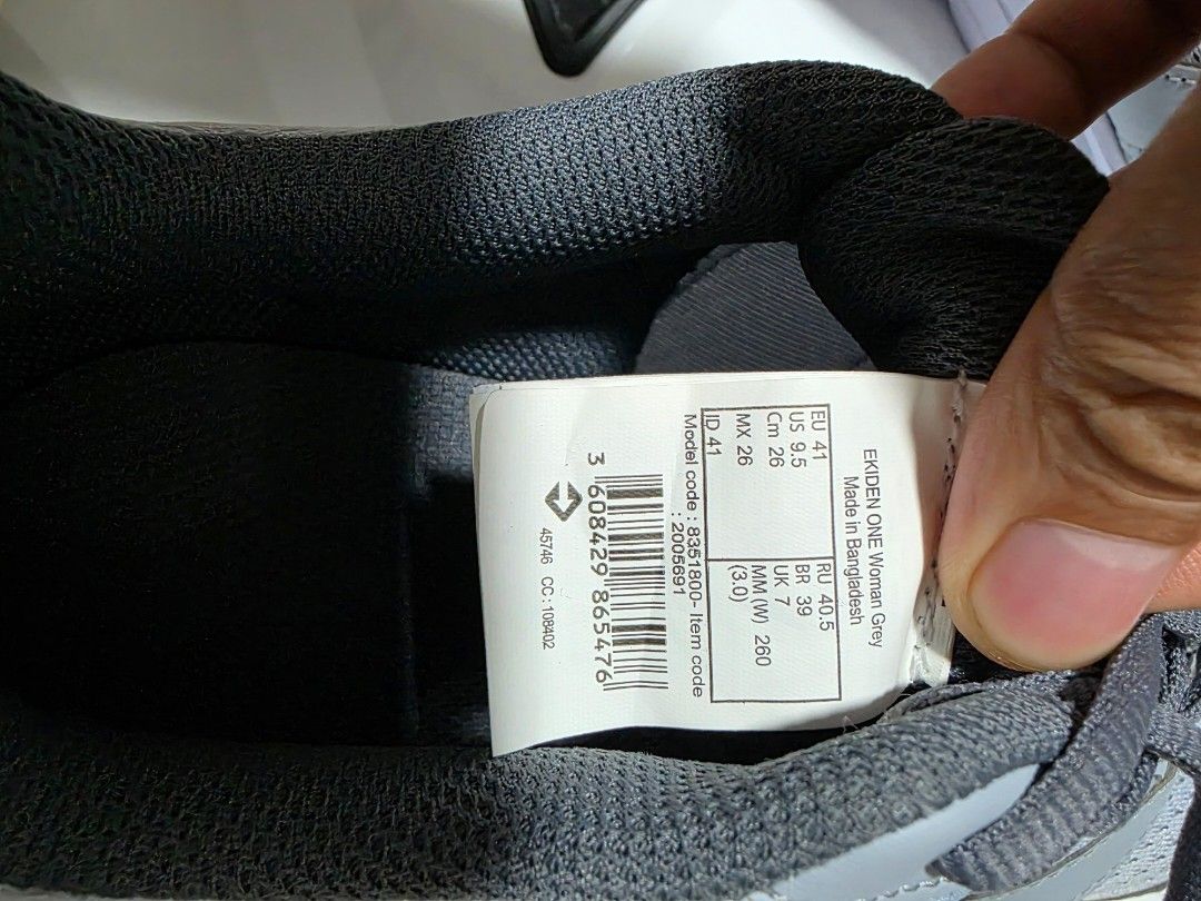 Decathlon Running Shoes 2 pairs (Category: Sneakers) located in Manila. Submitted by keben03 (Listing ID 1464241002, Image 2). Description: - Grey EKIDENONE running shoes - Women's Size: EU 41 / US 9.5 - Grey RUN 100 M shoes - Size: EU 44 / US 10.5 - Suitable for running or casual wear - Please check photos for condition details.