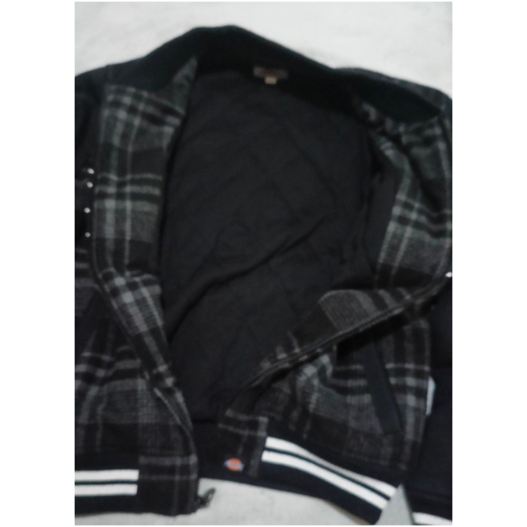 Dickies Plaid Varsity Jacket #Small (Category: Coats, Jackets and Outerwear) located in Santa Cruz. Submitted by gie_thrift_shop (Listing ID 1464186802, Image 3). Description: Dickies Plaid Varsity Jacket Condition: Good pre-loved condition (fresh from Australia package 🇦🇺). Shows normal signs of usage with lints Size: Small (refer to collar tag) Pit to Pit: 22 inches Length: 24 inches Sleeve Length: 25 inches Details: Authentic Dickies heritag