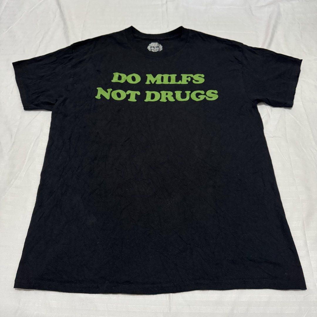 DO MILFS NOT DRUGS (Category: Tshirts & Polo Shirts ) located in Pasig City. Submitted by jaaard (Listing ID 1464247833, Image 1). Description: Do milfs Size L 22x29 Vgood condition Pm me for more details.