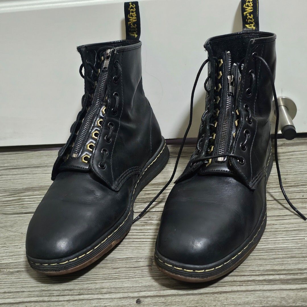 Dr. Martens Black Leather Zip Boots (Category: Boots) located in Quezon City. Submitted by tgfhh (Listing ID 1464251060, Image 1). Description: Doc Martens Made in Thailand for Sale 11 US sizing Installed a quick lacing system on them Some scuffs + creases on leather, but unnoticeable when worn .