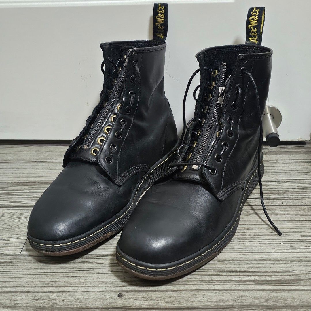 Dr. Martens Black Leather Zip Boots (Category: Boots) located in Quezon City. Submitted by tgfhh (Listing ID 1464251060, Image 2). Description: Doc Martens Made in Thailand for Sale 11 US sizing Installed a quick lacing system on them Some scuffs + creases on leather, but unnoticeable when worn .