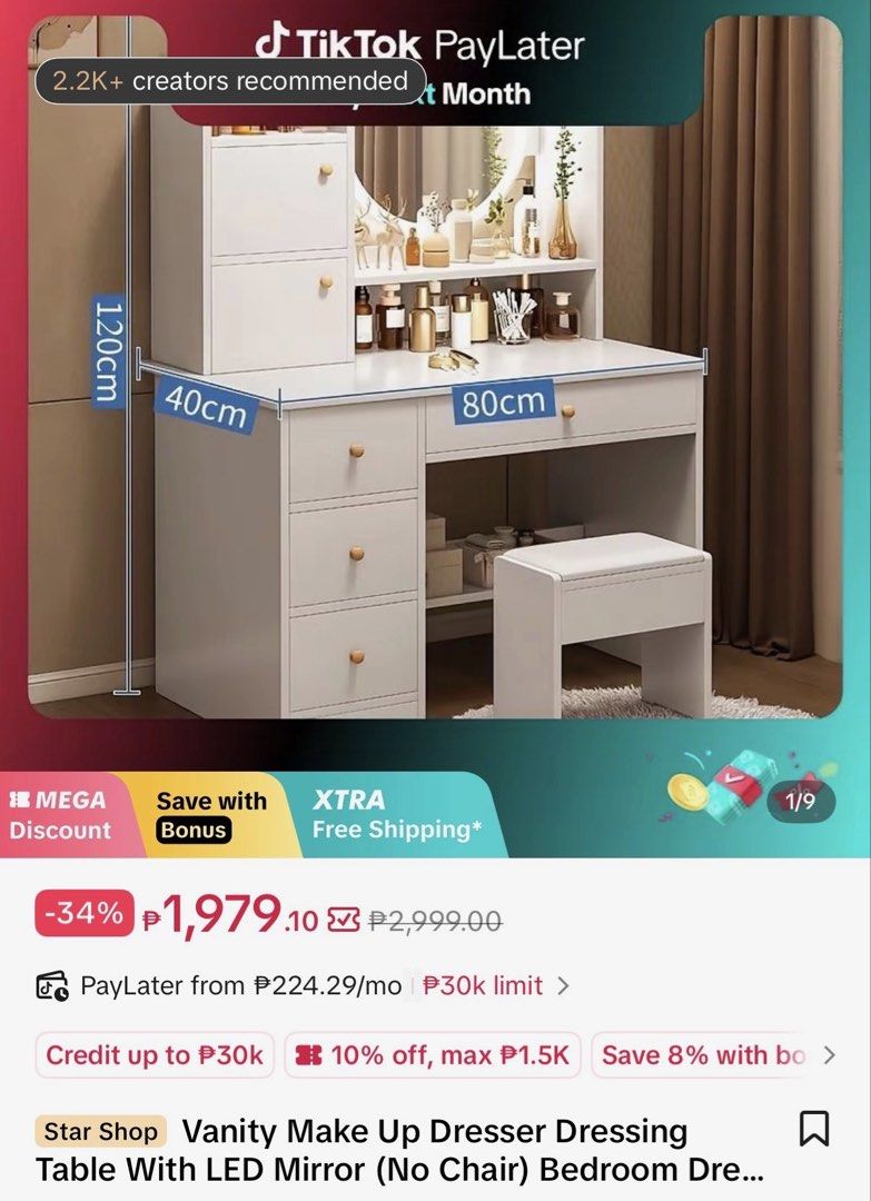 DRESSER WITH RING LIGHT (Category: Shelves, Cabinets & Racks) located in Manila. Submitted by mamaeyonnaise (Listing ID 1464205711, Image 3). Description: SUPER STEAL PRICE!! MAGANDA PA PWEDE SA MAARTE .