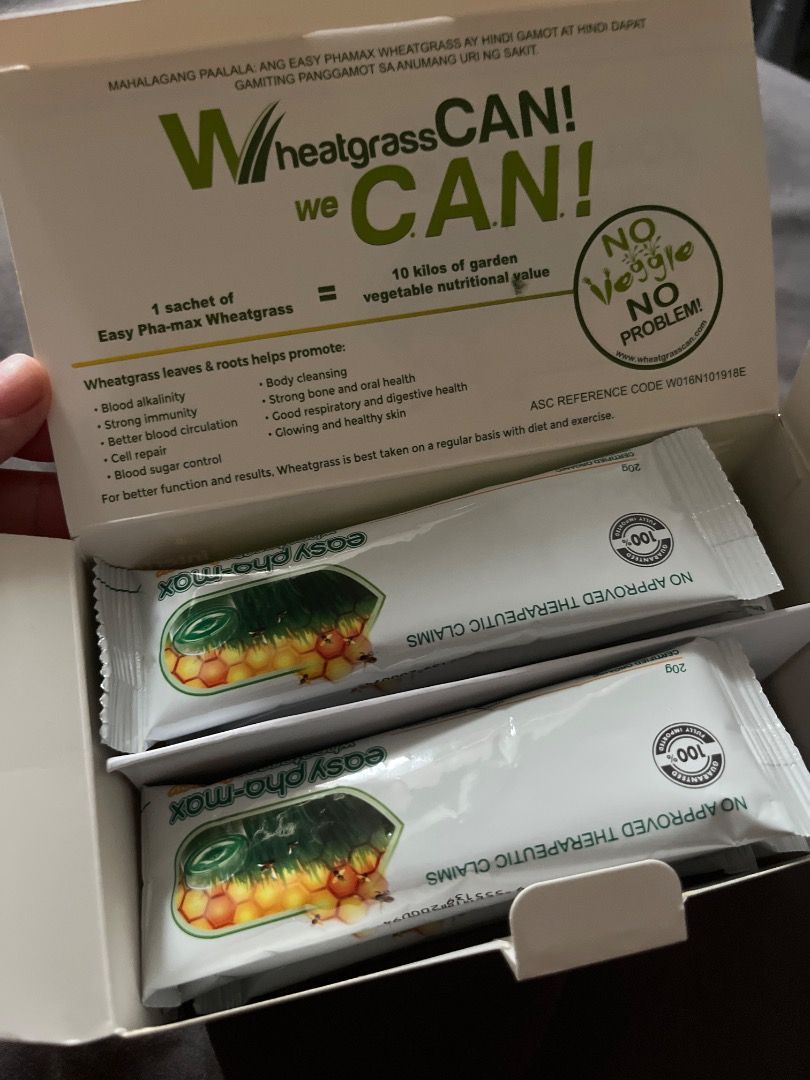Easy pha-max wheatgrass honey (Category: Other Food & Drinks) located in Muntinlupa City. Submitted by iamven14 (Listing ID 1464218724, Image 2). Description: New. Im tiktok affiliate. Done with my deliverables. Selling this authentic easy pha-max below srp. Price in market is 575 selling it to 300 pesos only. .