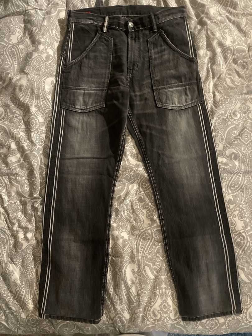 EDWIN Striped Jeans Size 30 Black Denim (Category: Jeans) located in Quezon City. Submitted by dmiguel4207 (Listing ID 1464235378, Image 1). Description: - EDWIN Jeans - Size: 30 - Color: Black Wash Denim - side stripe detail - Pockets: Two front, two back - Closure: Button fly L- 41in W - 17in Leg opening - 8.