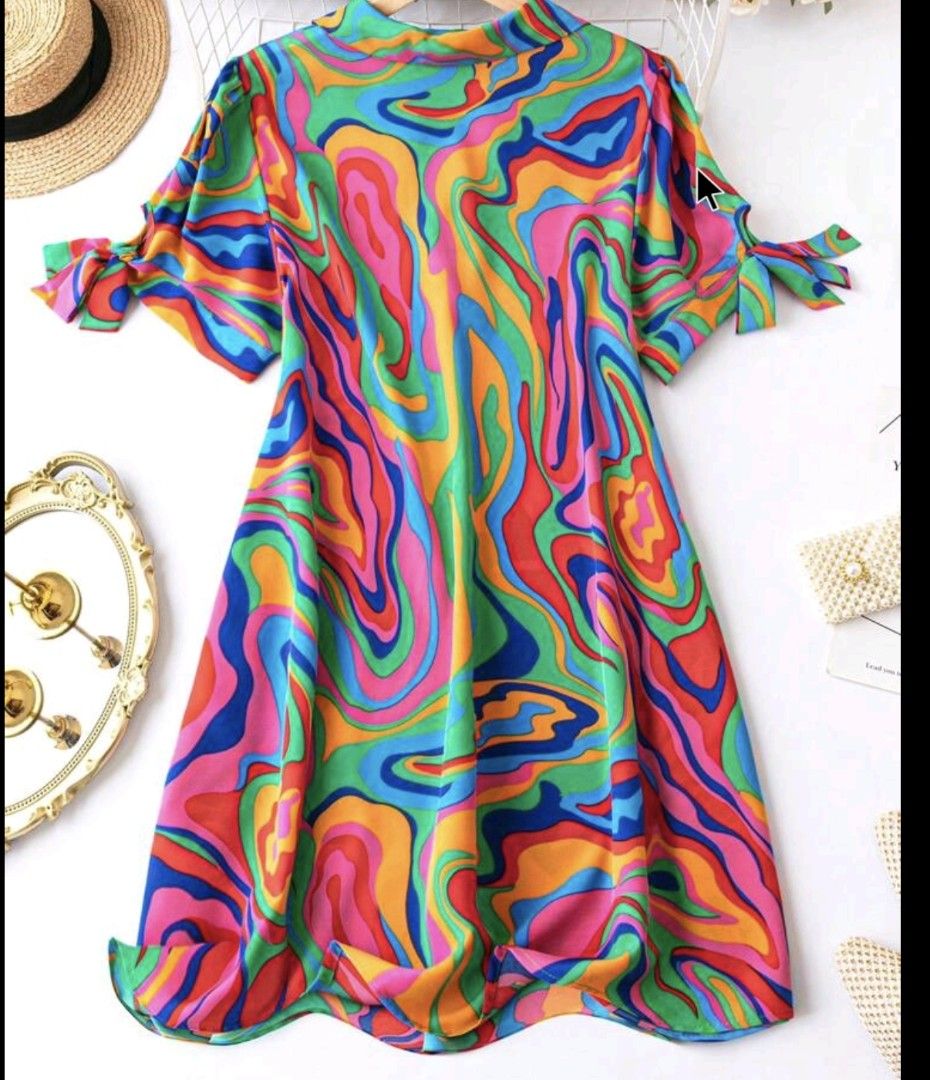 Elegant Plus Size Allover Print Dress (Category: Dresses) located in Taguig. Submitted by lmluxboutique (Listing ID 1464271734, Image 2). Description: 🌈 Colorful Abstract Print Dress 🌈 Make a statement with this vibrant and eye-catching printed dress! 💕✨ Featuring a beautiful mix of bold colors and artistic abstract patterns, this dress is perfect for adding fun and personality to your wardrobe. 👗 Details: • Colorful abstract/marbled print • 