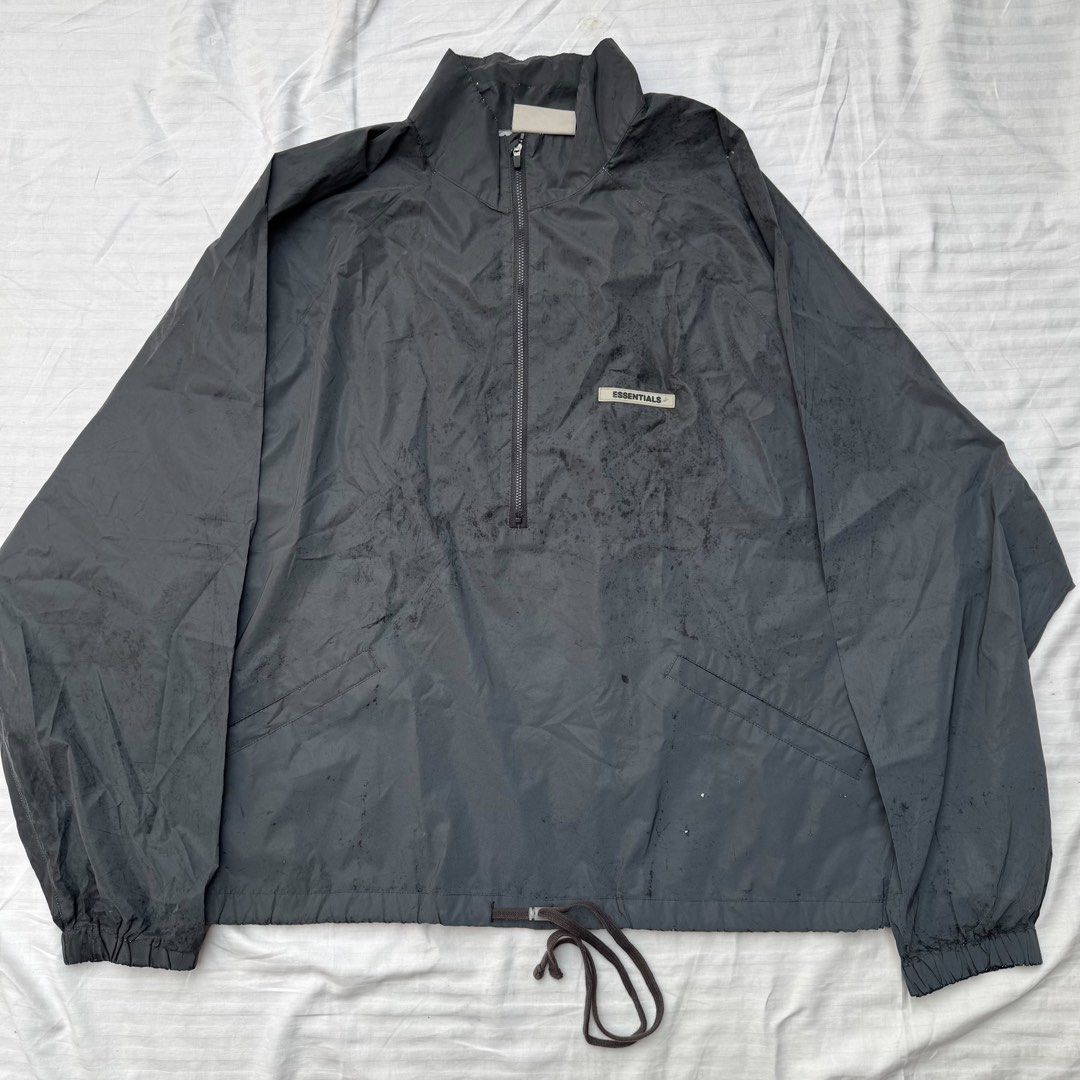 Fear of God Essentials Pullover Anorak Jacket (Category: Coats, Jackets and Outerwear) located in Manila. Submitted by safeowl.b6dbb0 (Listing ID 1464199499, Image 1). Description: - Grey Fear of God Essentials anorak jacket - Features a half-zip closure - Convenient front pouch pocket - Adjustable drawstring hem - Ideal for layering Sign of usage Legit/Authentic Loc pasig.
