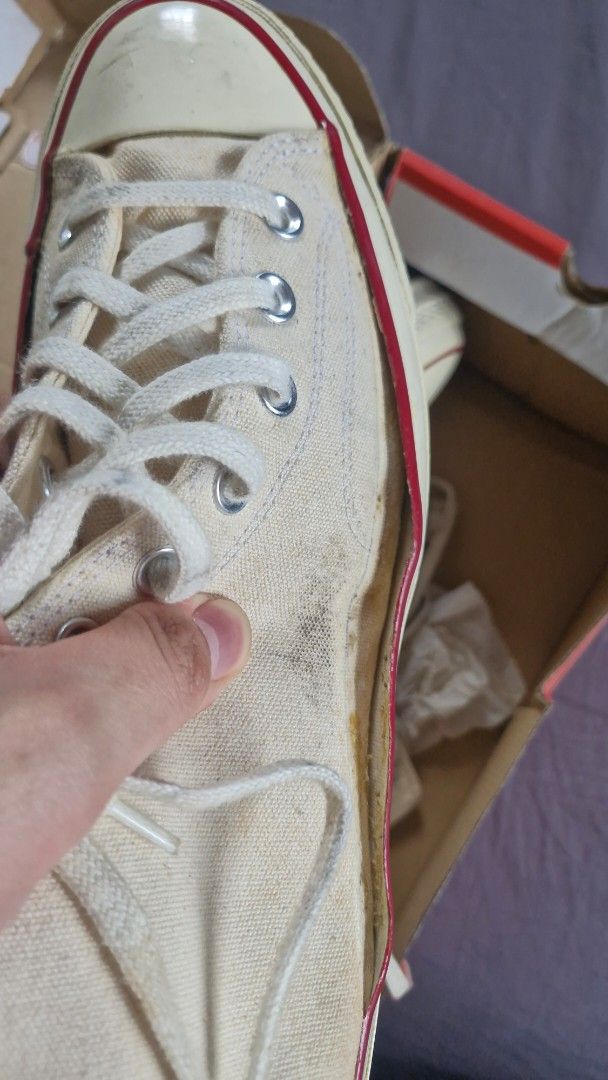 FEEL FREE TO OFFER Converse 70s (Category: Sneakers) located in Manila. Submitted by whosthatcreeping (Listing ID 1464165630, Image 2). Description: Condition: Used/Old RFS: Clearing up space, shoes just sitting FEEL FREE TO OFFER. JUST NEED THESE GONE. Issues shown on pics Will priortize sure buyers. Less questions, higher priority! MOP: GCash/Bank Transfer MOD: Lalamove, to be called by buyer. Check my reviews if you have doubts! Active again a