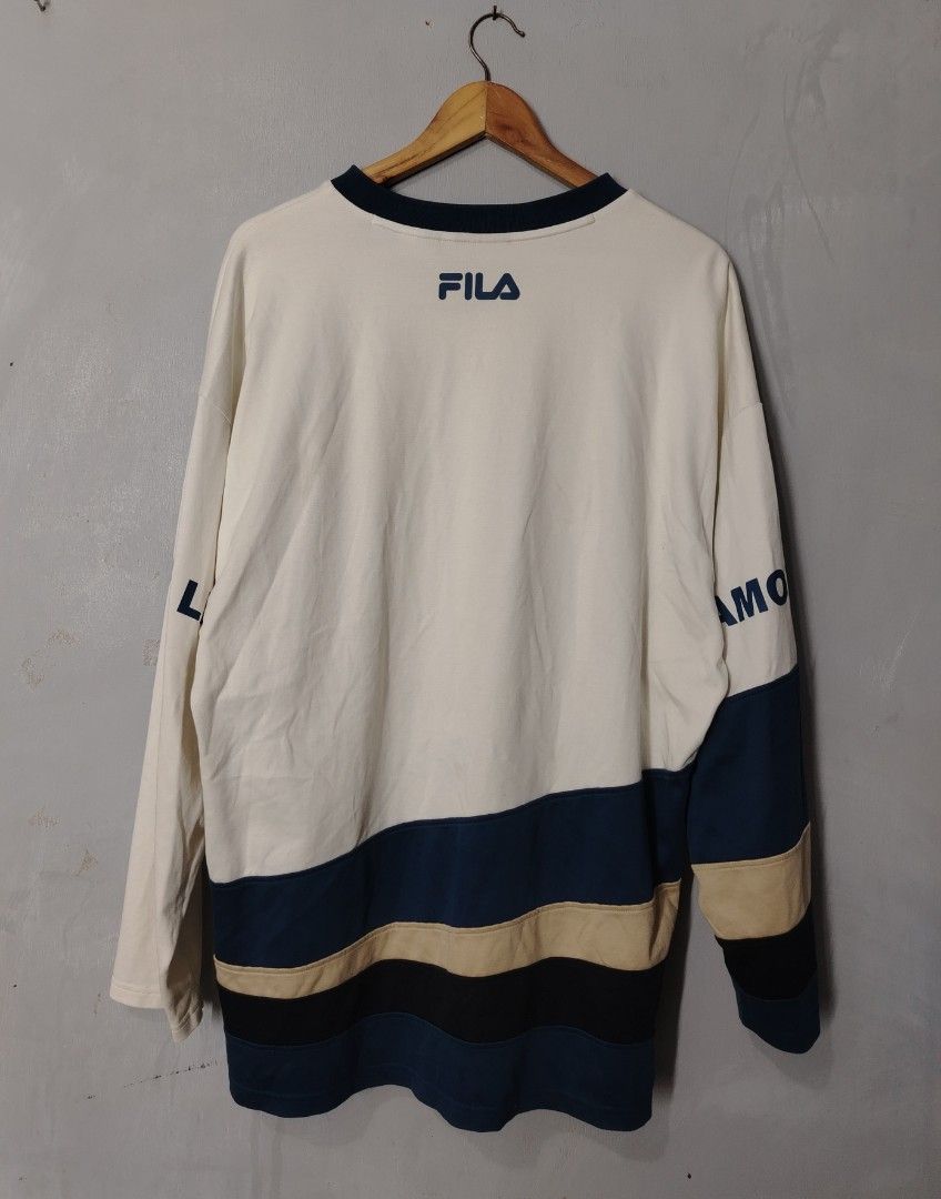Fila Hockey Jersey (Category: Sleep and Loungewear) located in Bocaue. Submitted by adrianberi35876 (Listing ID 1464253116, Image 2). Description: Fila Hockey Jersey Width:24.5 Length:30 Condition:9.5/10 Color Rate:9.5/10 Issue:minimal stain (need rewash only) 📩 📩 📩 📍 Bocaue,Bulacan.