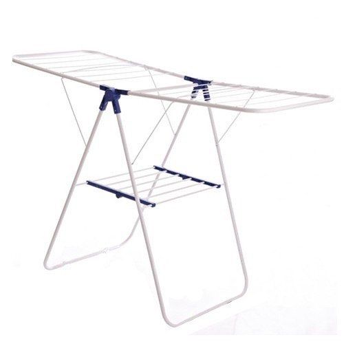 Foldable drying rack (Category: Clothes Drying Rack) located in Tanah Merah. Submitted by happyeagle_df02cb (Listing ID 1464184069, Image 2). Description: 145cm x 55cm x 99cm Weight 3kg Grey in colour .