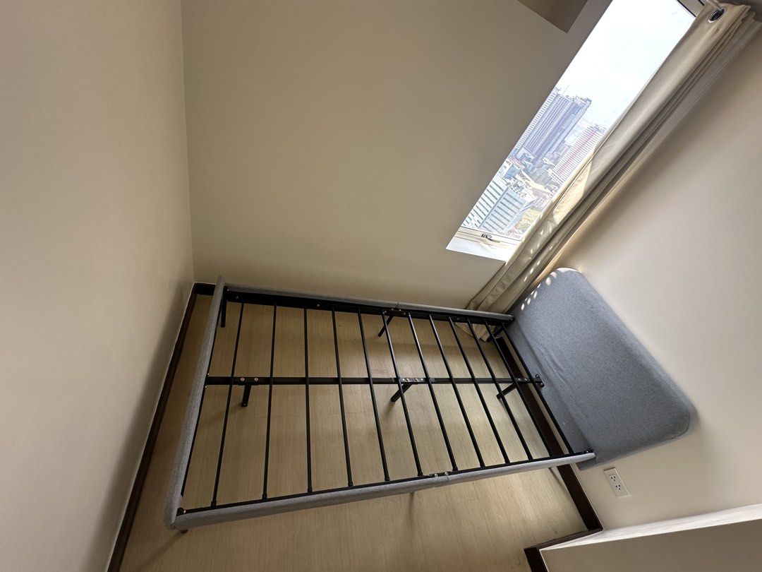 FOR SALE: Single Bed Frame with Headboard (Category: Bed Frames & Mattresses) located in Quezon City. Submitted by vjplaton (Listing ID 1464147327, Image 2). Description: For sale: Single Bed Frame (36x75in) with headboard from Mandaue Foam Recently purchased and used for less than a month RFS: Replacing with double deck.