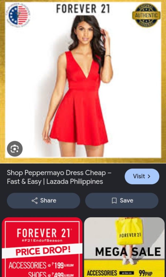 Forever 21 Red Dress (Category: Dresses) located in Makati City. Submitted by ellavee_you (Listing ID 1463877921, Image 3). Description: great for dates, christmas, parties very chic ang ganda ng fit send offer! ❤️.