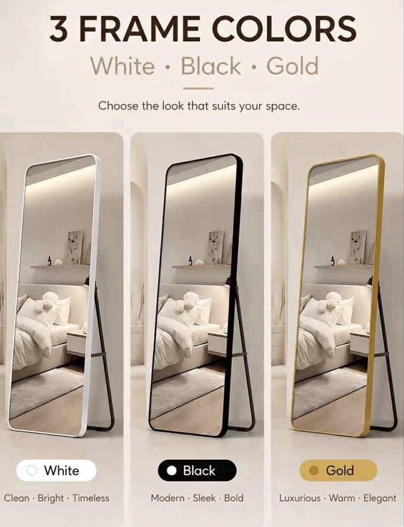 Full Body Mirror (Category: Mirrors) located in Manila. Submitted by aly.arch (Listing ID 1464141332, Image 1). Description: Brand new Full Body Mirror Available in White, Black, and Gold.