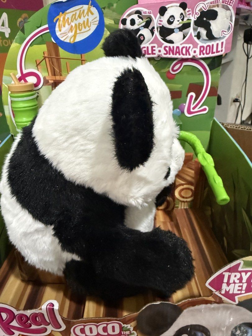 FurReal Friends Coco the Tumbling Panda Interactive Toy (Category: Interactive Toys) located in Quezon City. Submitted by jvr2019 (Listing ID 1464238654, Image 3). Description: - Interactive Coco the Tumbling Panda - Giggles, snacks, and rolls - Over 60 sounds and reactions - Requires 4 AA batteries (not included) - Includes bamboo accessory and bottle - Great fun for kids!.