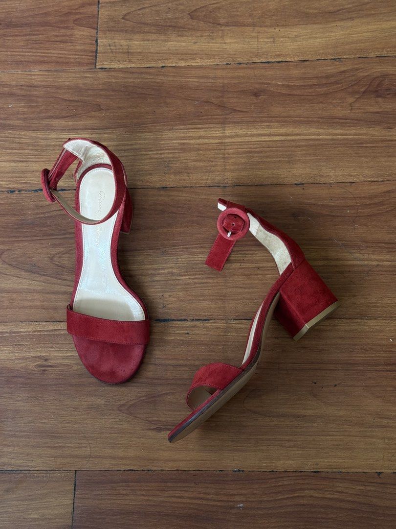 Gianvitto Rossi mid heel red suede (Category: Heels) located in Quezon City. Submitted by kimdelano (Listing ID 1464203452, Image 1). Description: Size 36 Fits 6-7.