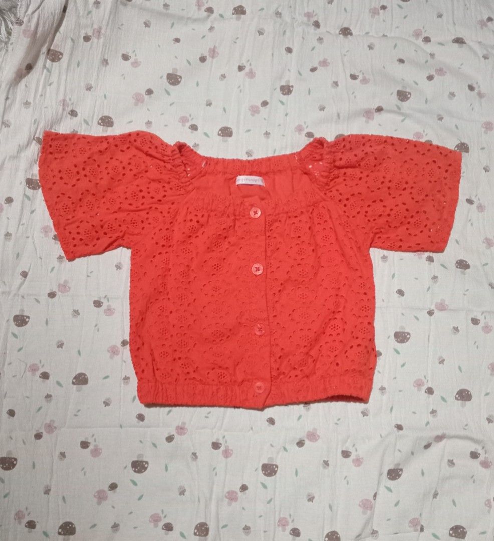 Gingersnaps Eyelet Top S2 (Category: Babies & Kids Fashion) located in Quezon City. Submitted by kyleenscloset (Listing ID 1464298852, Image 1). Description: ♡ gingersnaps ♡ s2 ♡ red orange eyelet top ♡ no flaws.