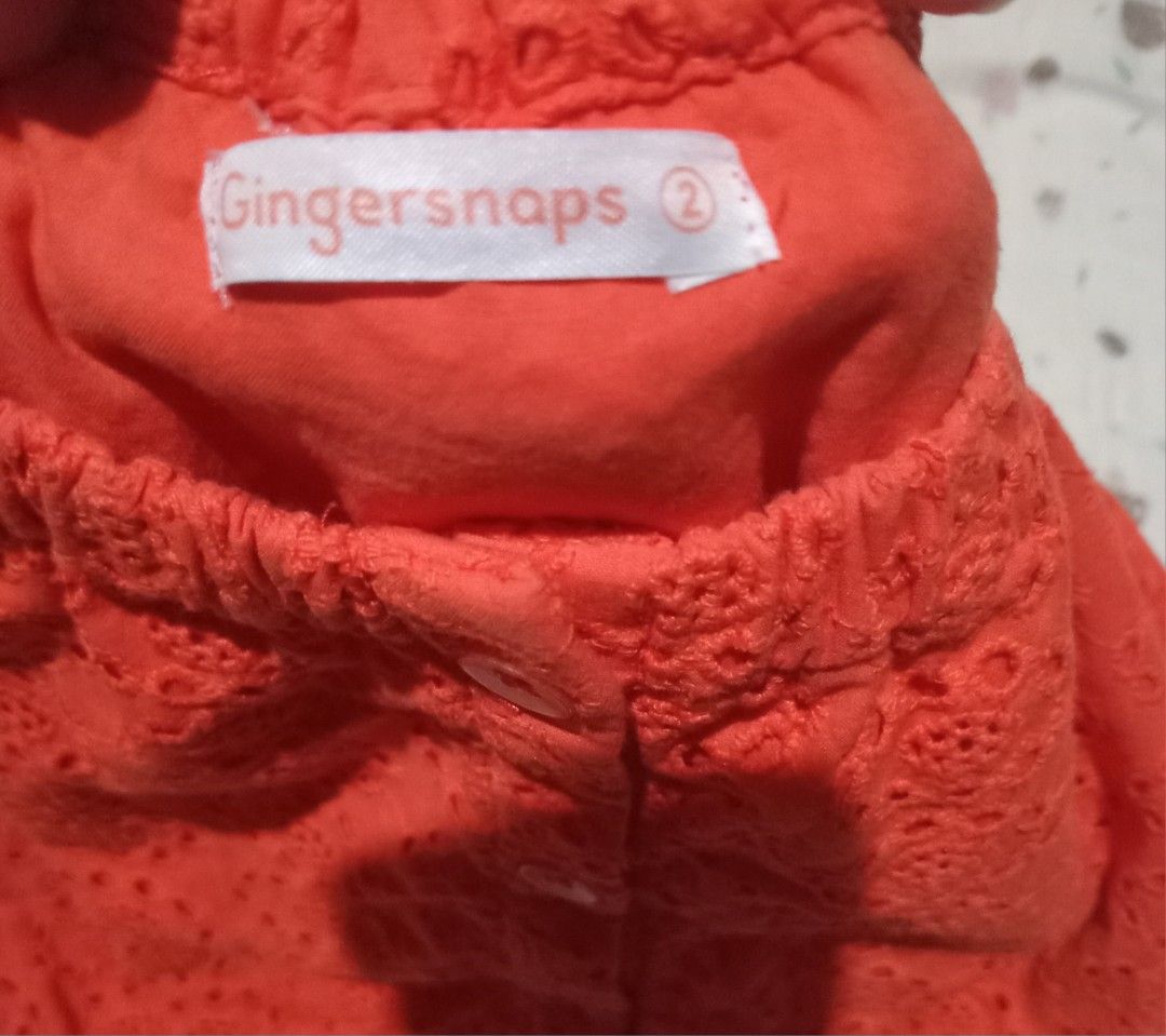 Gingersnaps Eyelet Top S2 (Category: Babies & Kids Fashion) located in Quezon City. Submitted by kyleenscloset (Listing ID 1464298852, Image 2). Description: ♡ gingersnaps ♡ s2 ♡ red orange eyelet top ♡ no flaws.