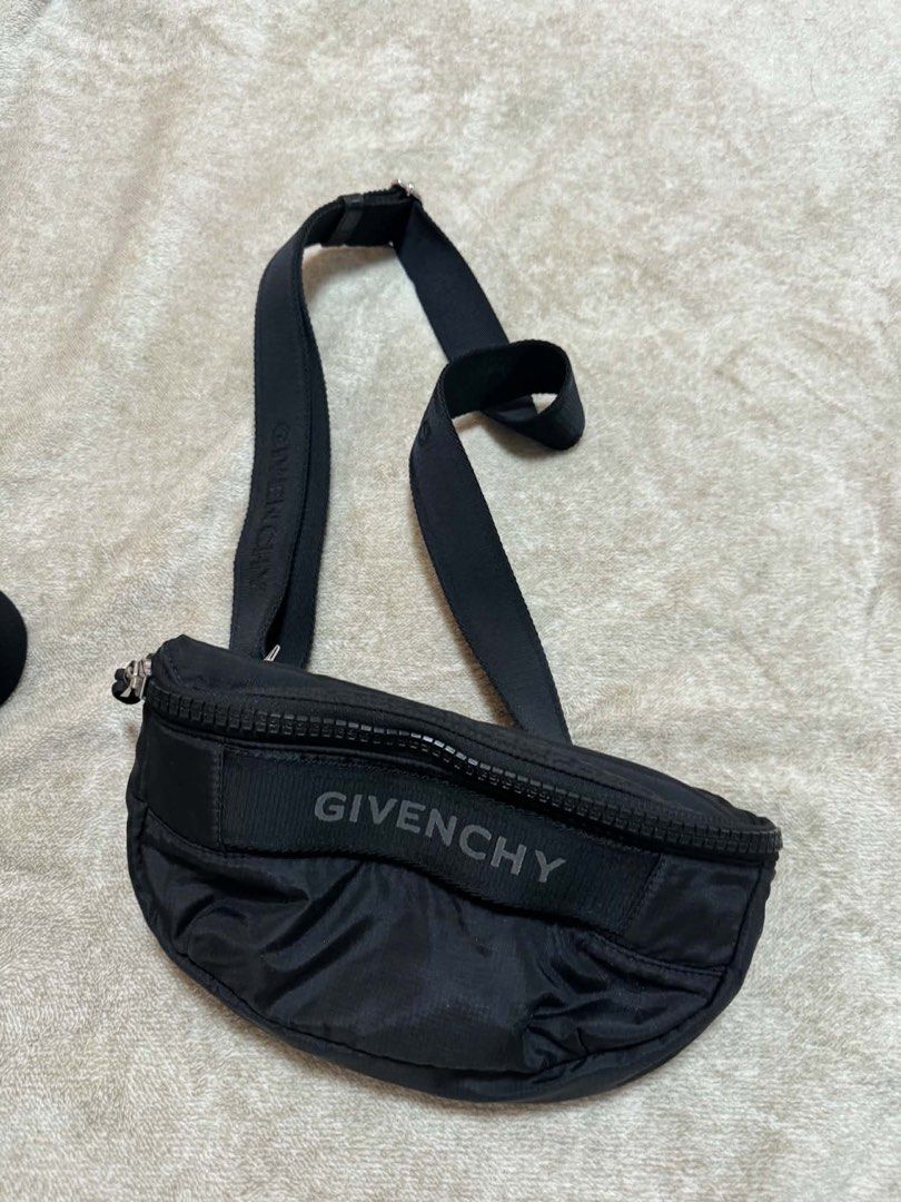 Givenchy Black Nylon Belt Bag Fanny Pack (Category: Belt bags, Clutches and Pouches) located in Makati City. Submitted by stallionmegx (Listing ID 1464292881, Image 1). Description: - Authentic Black Givenchy Belt Bag - Durable Nylon Material - Adjustable Strap with Buckle Closure - Secure Zippered Main Compartment - Perfect for Essentials - Versatile: Waist or Crossbody Wear.