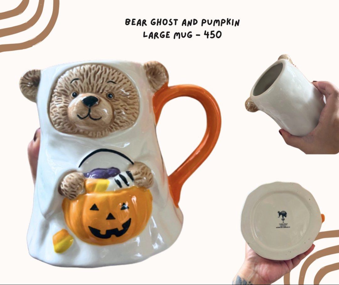 Global Design Large Trick or Treat Bear Ghost Mug (Category: Coffee & Tea Tableware) located in Pasig City. Submitted by homeyvibesph (Listing ID 1464173917, Image 1). Description: 2 pcs available .